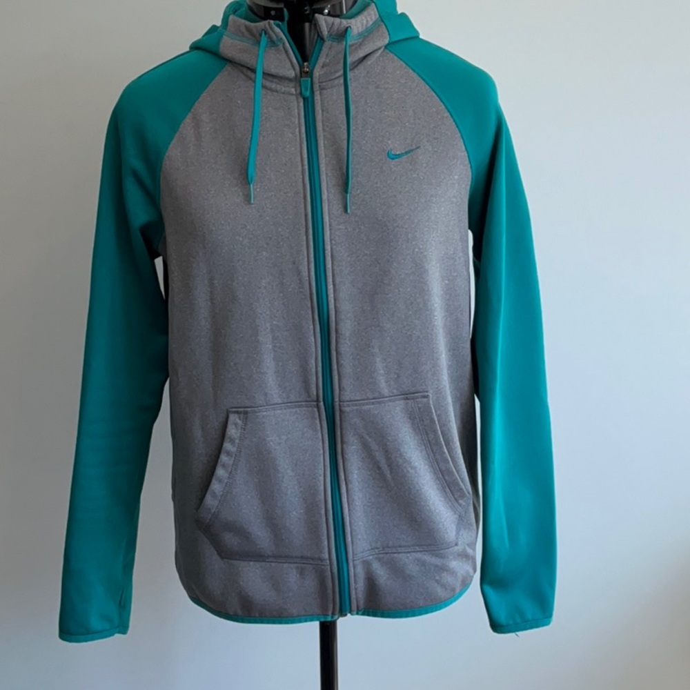 Nike Teal and Gray Full-Zip Hoodie